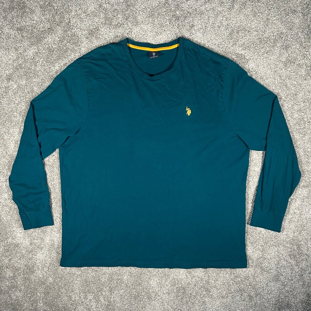 Vintage US Polo Assn Long Sleeve T-Shirt 3XL Teal Yellow Rare Colorway Mens
